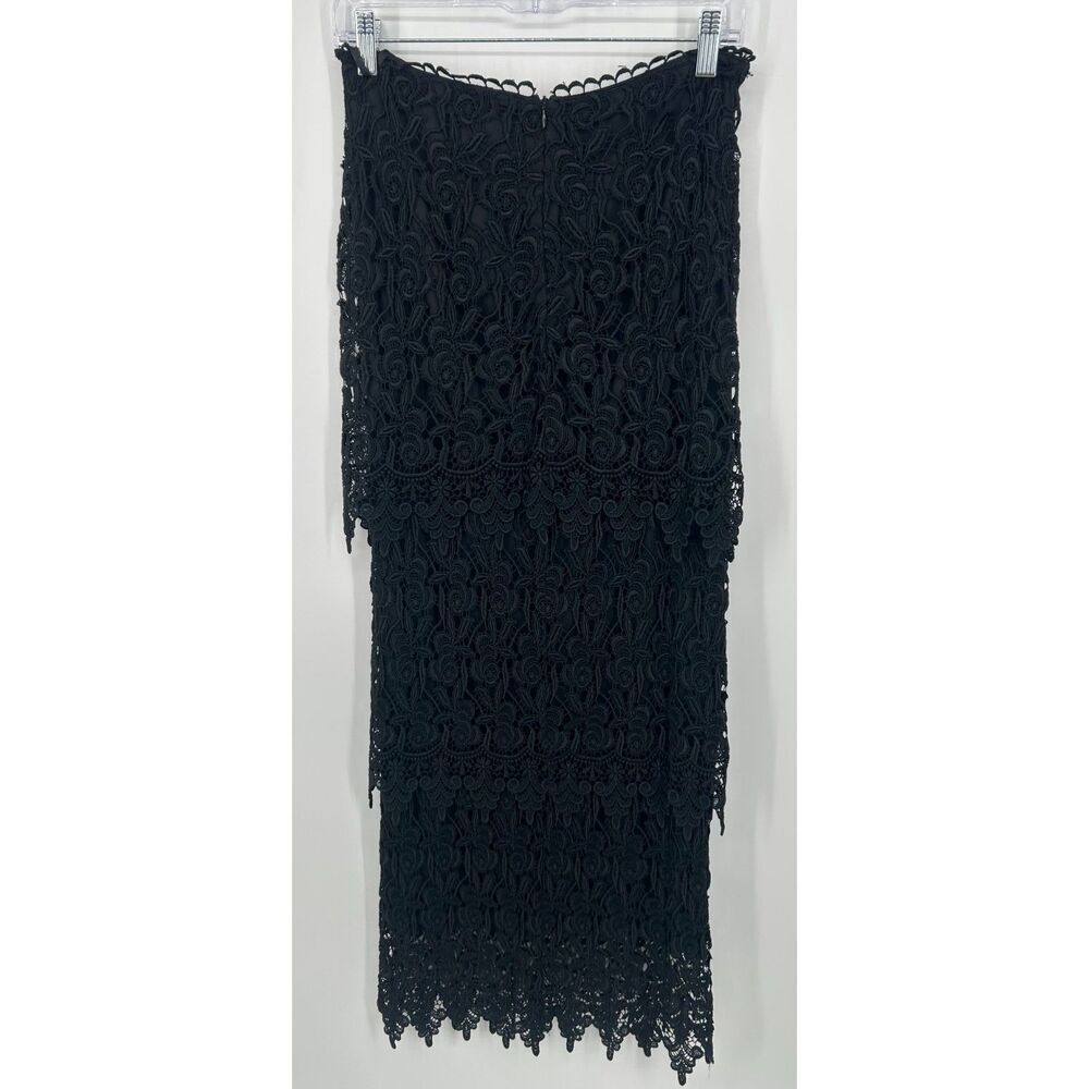 Nicole Bakti Black Lace Skirt Tiered Hem Sheer Eyelet Whimsigoth Fairy Small - Picture 3 of 6